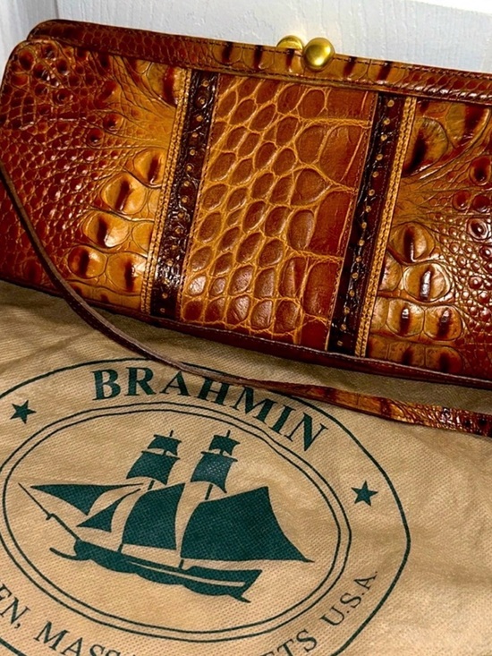 Brahmin Handbags - Please help.  ISO Brahmin Brown Leather Croc-Embossed Clutch